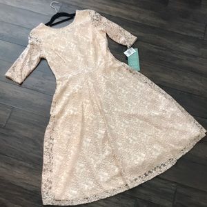 NWT champagne lace cocktail dress - size 8